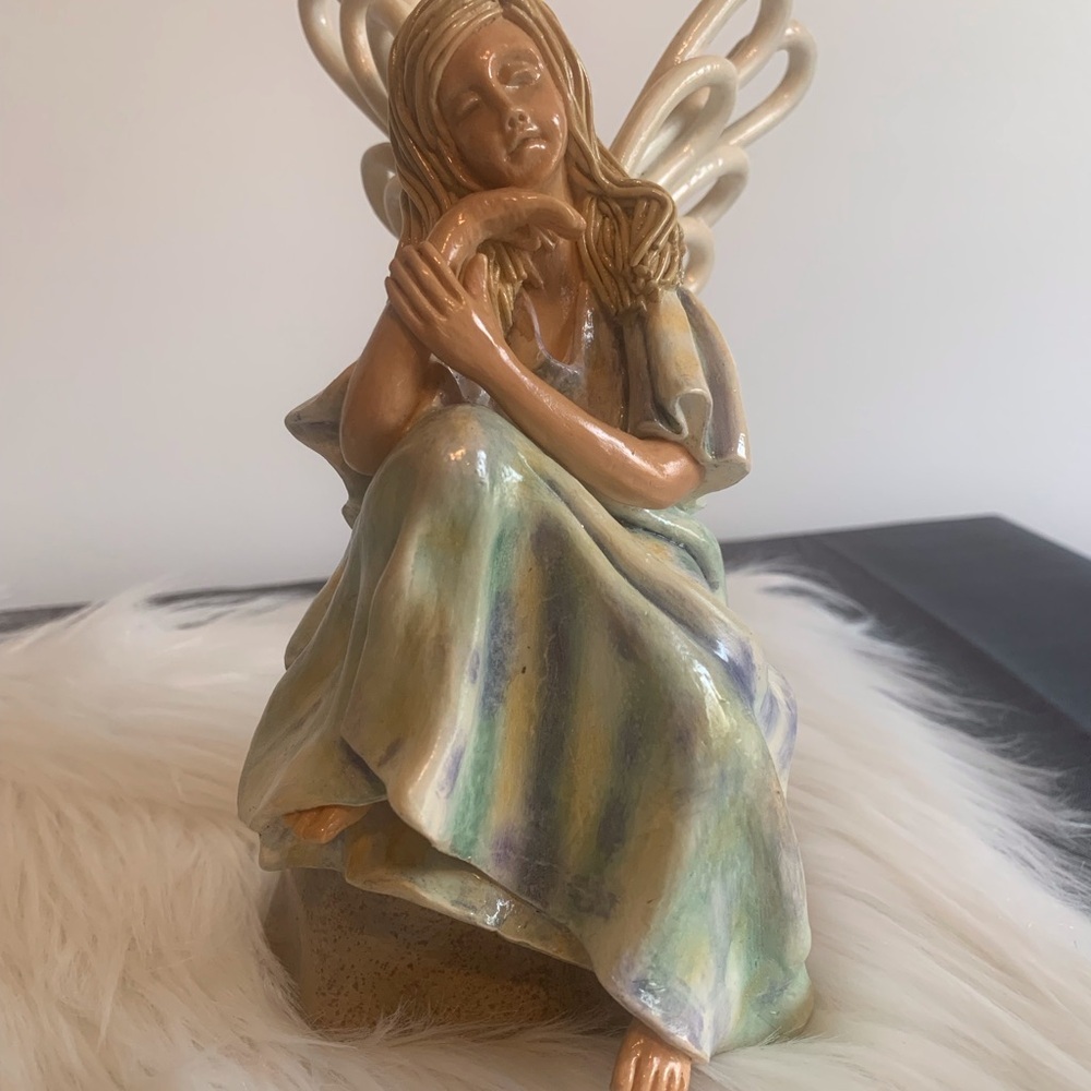 Wings of Tranquility Brown and Cream Ceramic Art